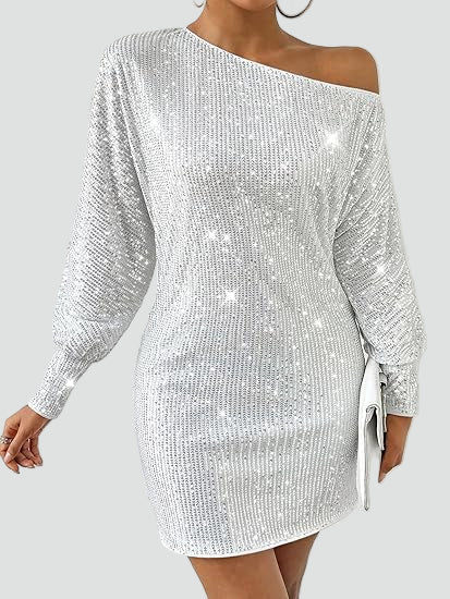 Brokatowa sukienka imprezowa mini damska