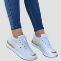 Quilted wedge sneakers with a gold detail
