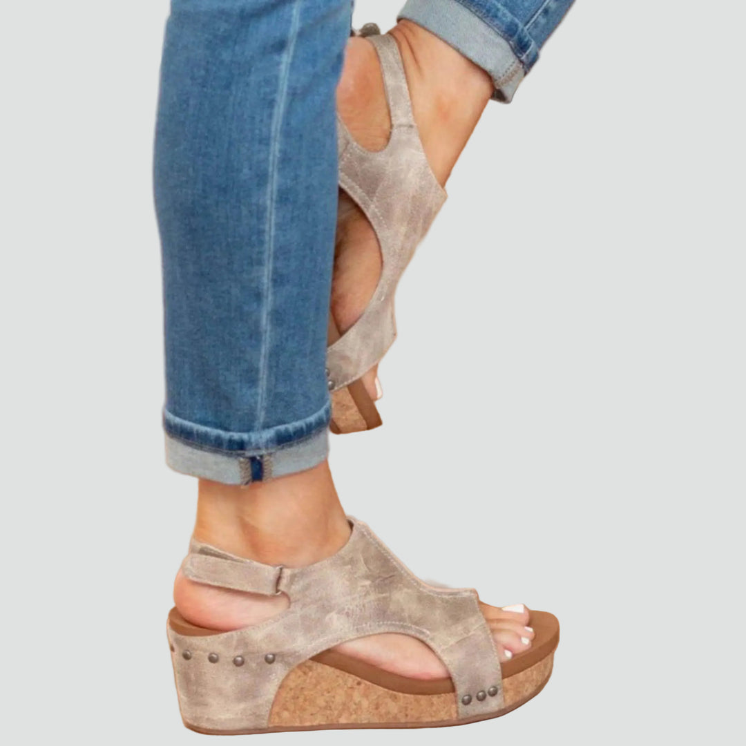 Orthopedic wedge sandals with open toes