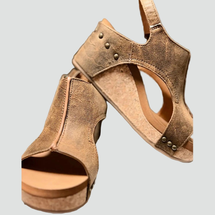 Orthopedic wedge sandals with open toes