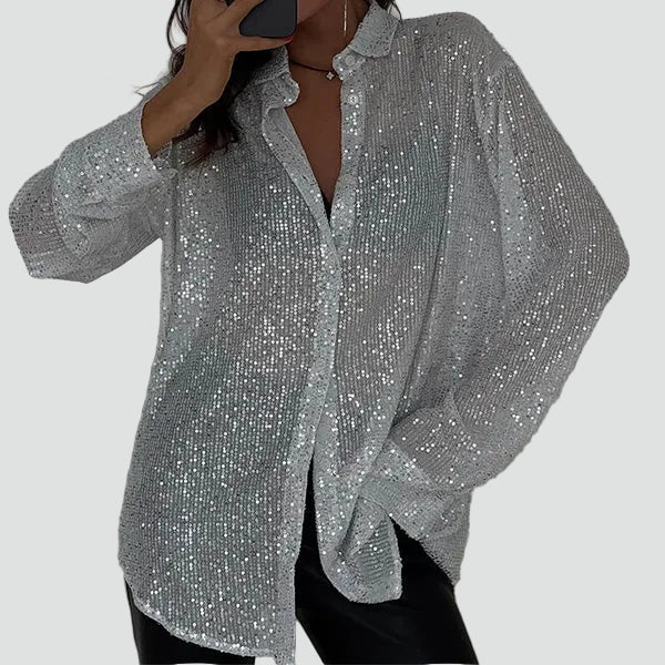 Sequin loose-fit party blouse for women