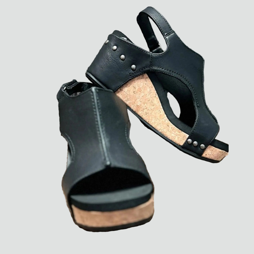 Orthopedic wedge sandals with open toes