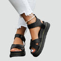 Women's platforms with crisscross straps and buckle
