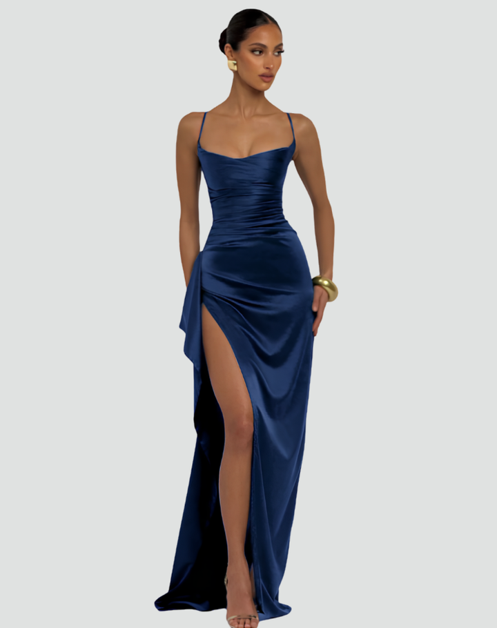 Maxi dress with chiffon bottom and thin straps