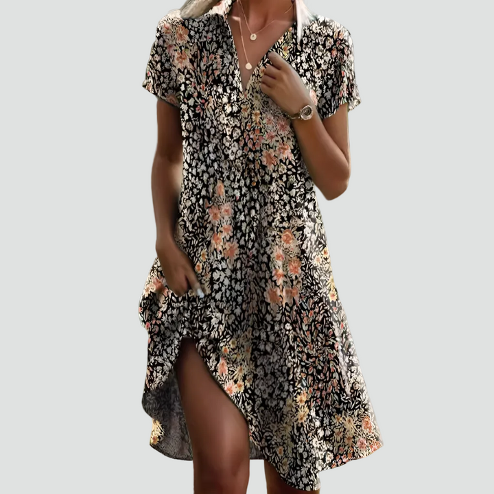 Robe midi fluide à pois avec une coupe décontractée