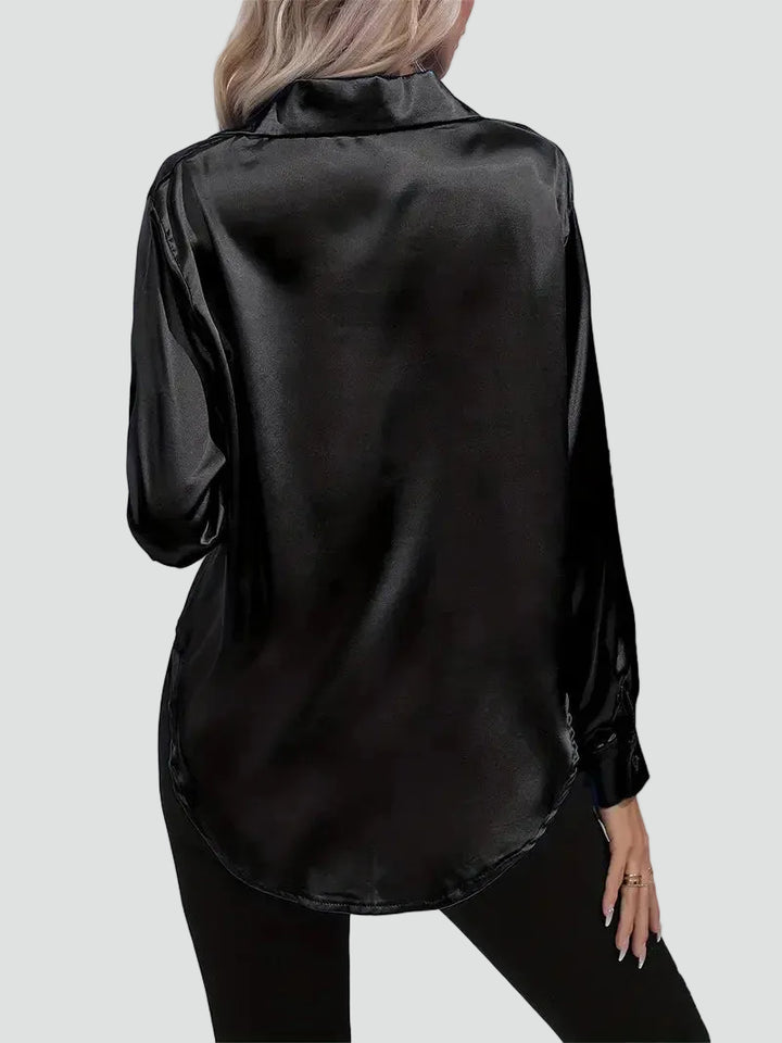Elegant women's satin-finish shirt with buttons