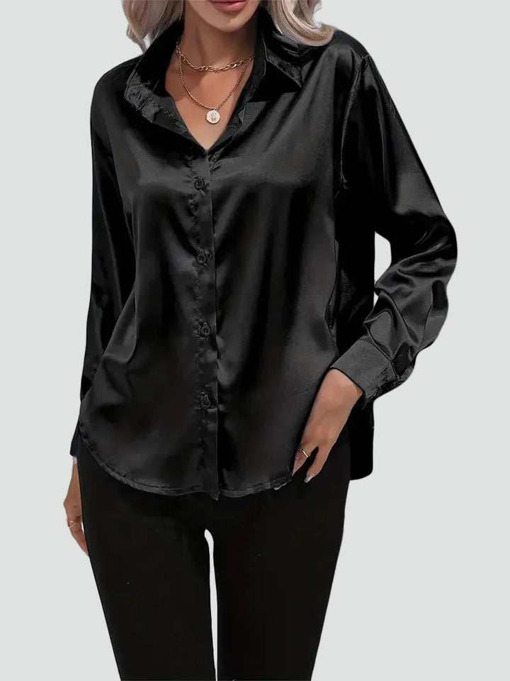 Elegant women's satin-finish shirt with buttons
