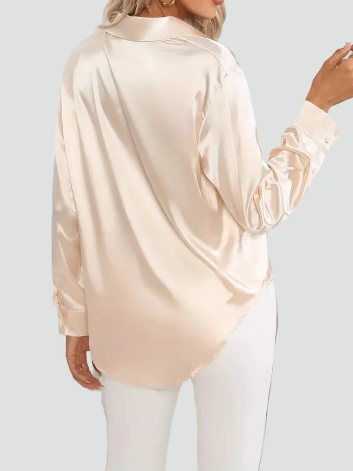 Elegant women's satin-finish shirt with buttons