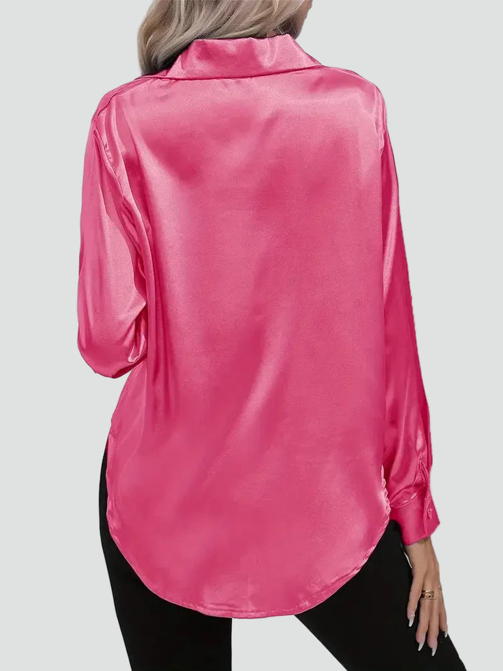 Elegant women's satin-finish shirt with buttons