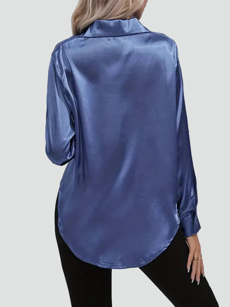 Elegant women's satin-finish shirt with buttons