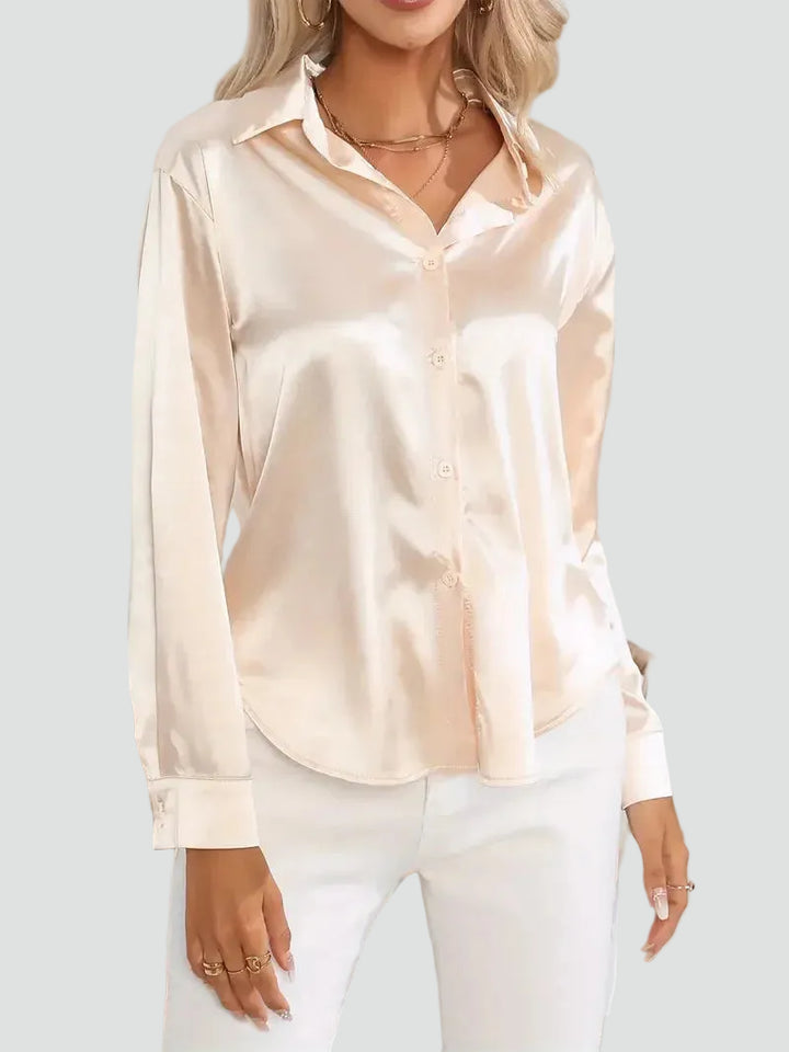 Elegant women's satin-finish shirt with buttons