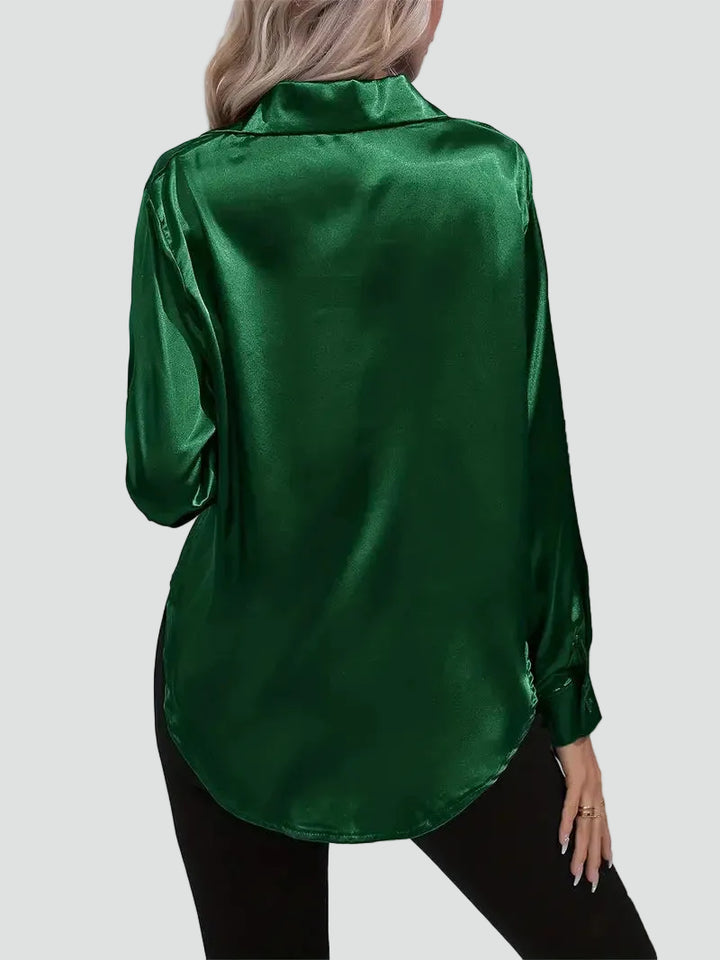 Elegant women's satin-finish shirt with buttons