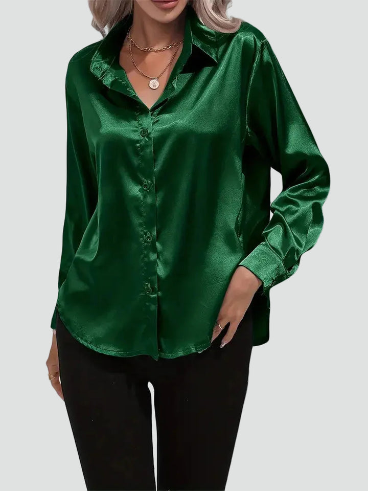 Elegant women's satin-finish shirt with buttons