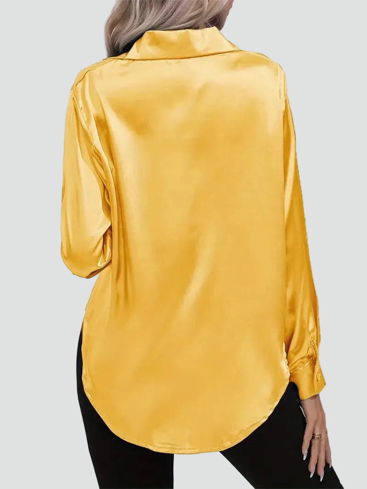 Elegant women's satin-finish shirt with buttons