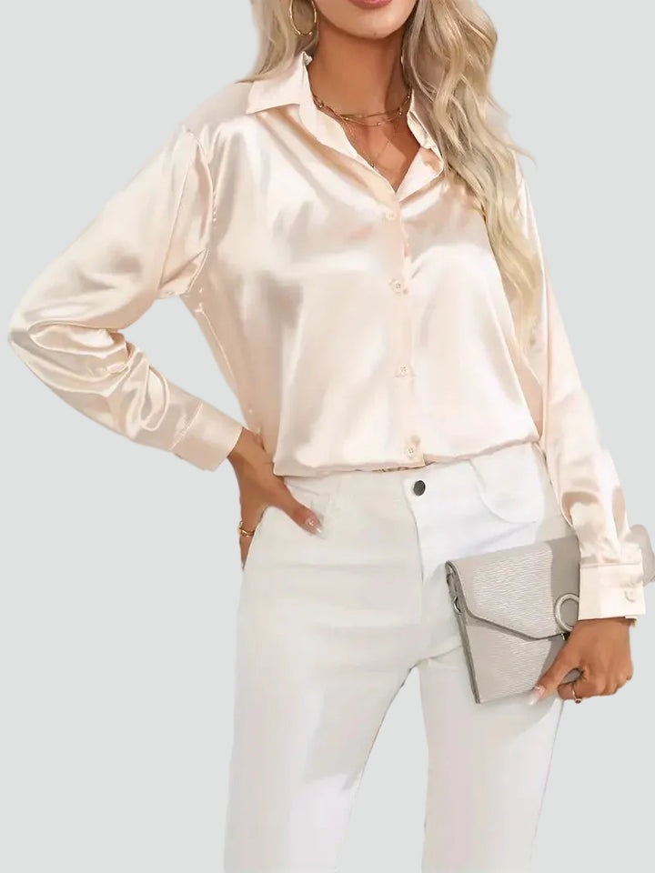 Elegant women's satin-finish shirt with buttons
