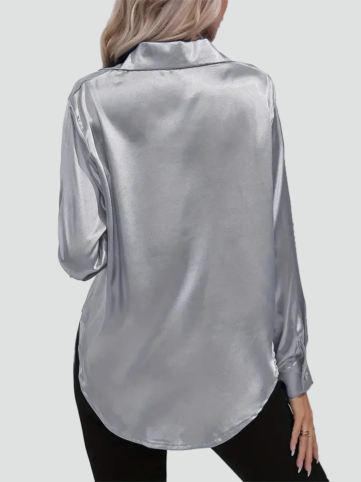 Elegant women's satin-finish shirt with buttons