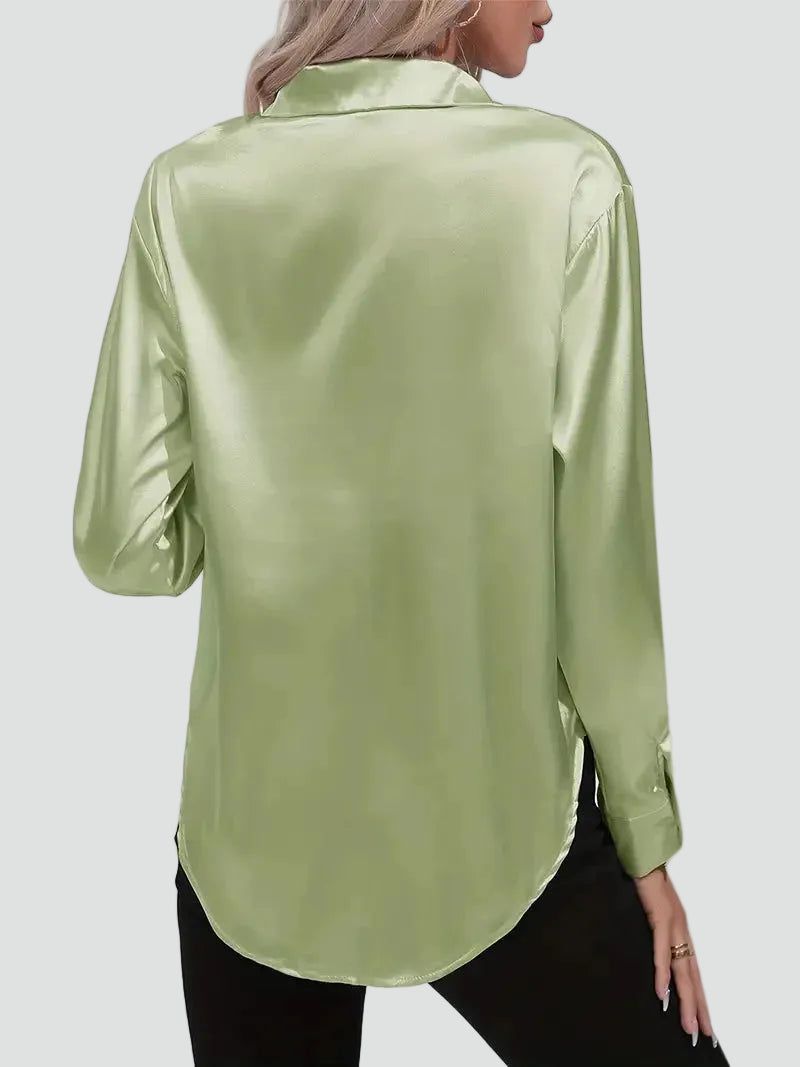 Elegant women's satin-finish shirt with buttons