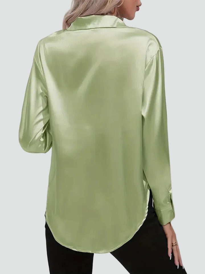 Elegant women's satin-finish shirt with buttons