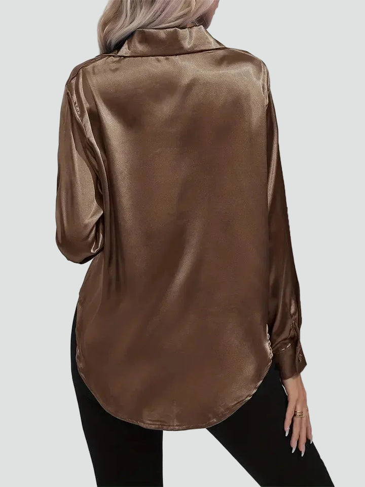 Elegant women's satin-finish shirt with buttons