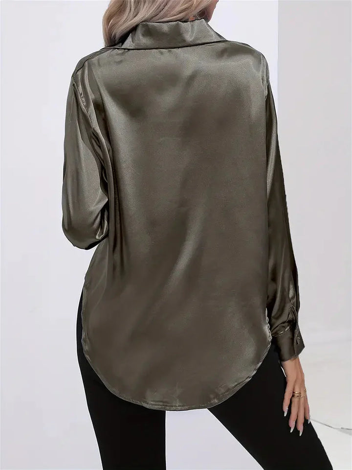 Elegant women's satin-finish shirt with buttons