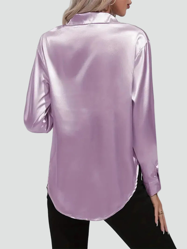 Elegant women's satin-finish shirt with buttons
