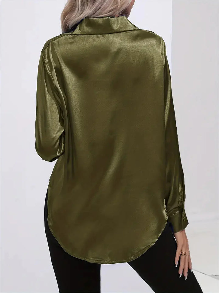 Elegant women's satin-finish shirt with buttons