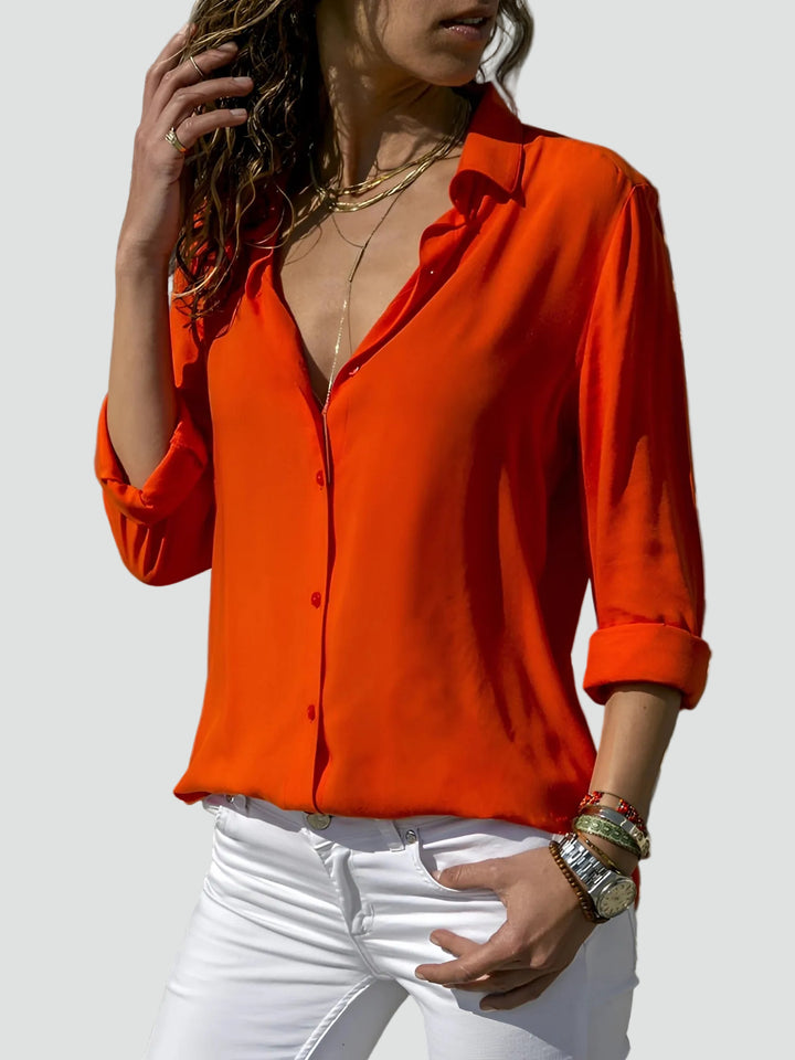 Lekka damska bluzka koszulowa z długim rękawem