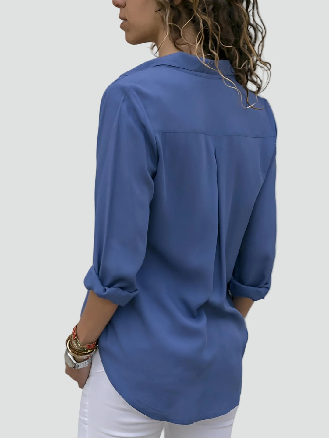 Lekka damska bluzka koszulowa z długim rękawem