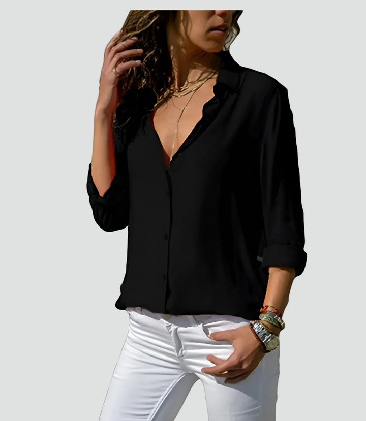 Lekka damska bluzka koszulowa z długim rękawem