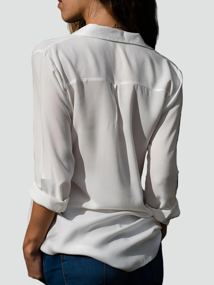 Lekka damska bluzka koszulowa z długim rękawem