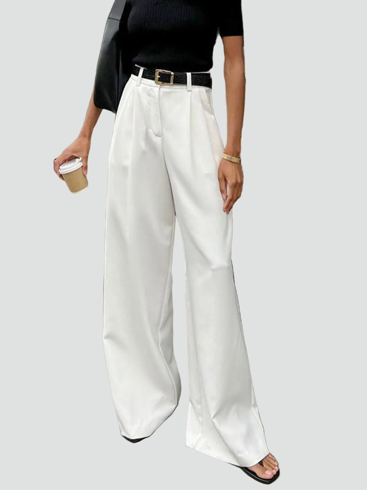 Elegant women's high-waisted wide-leg trousers with belt