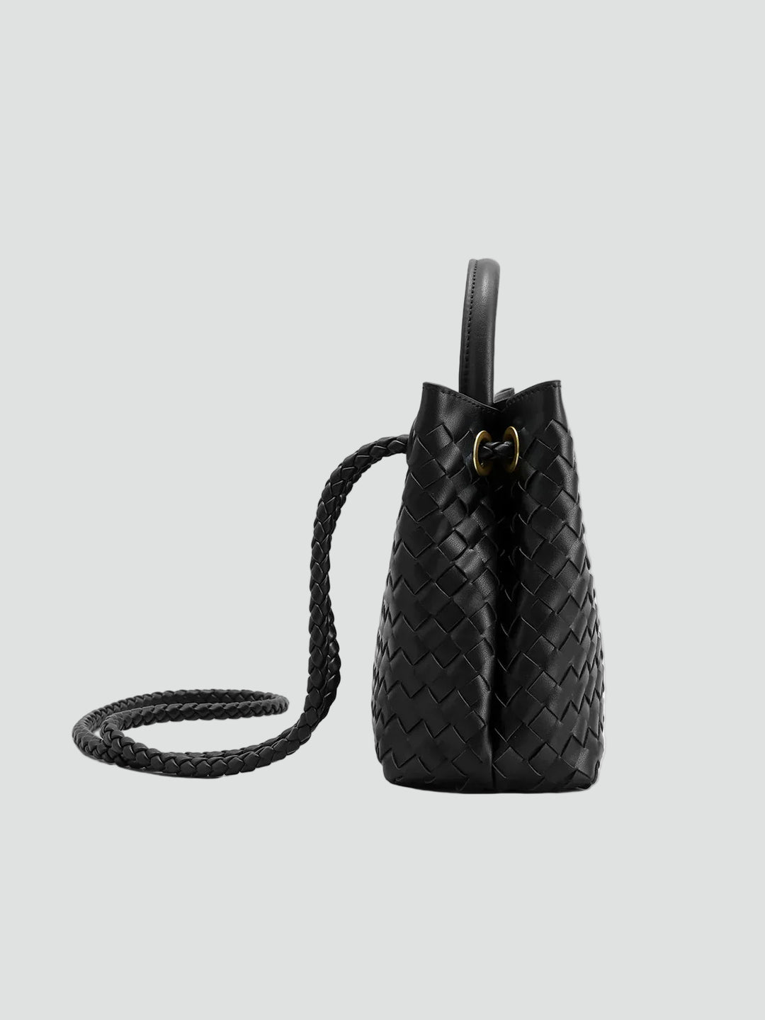 Pleciona damska torebka kuferek na ramię z paskiem