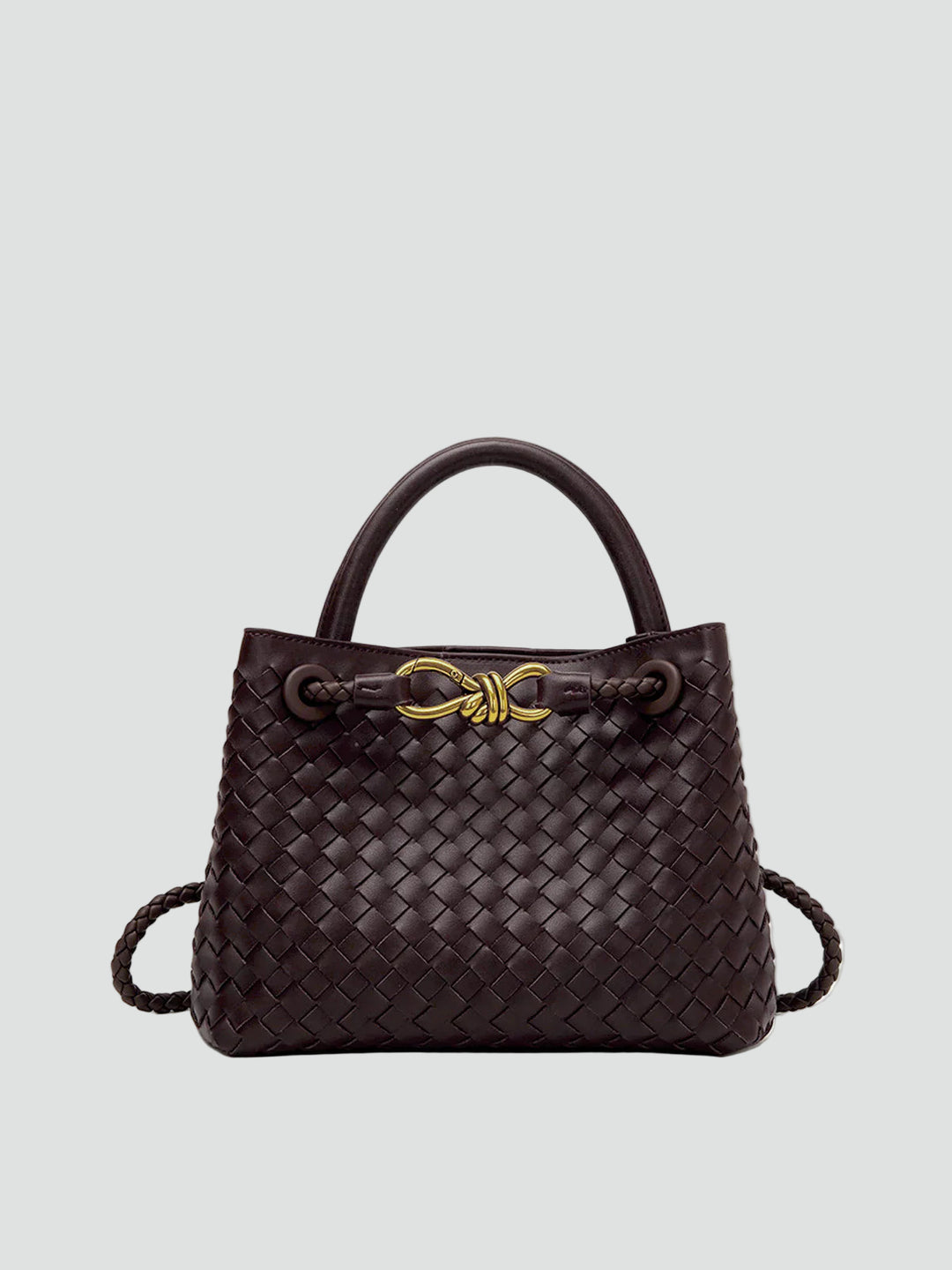 Pleciona damska torebka kuferek na ramię z paskiem