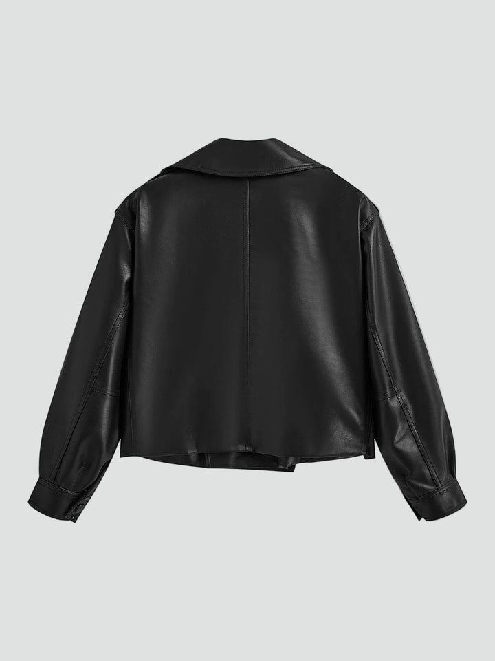Women's oversized biker jacket with leather look and belt