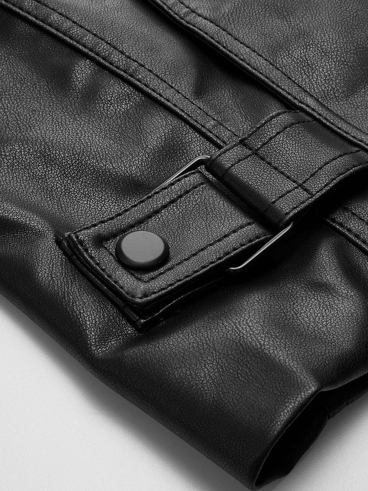 Women's oversized biker jacket with leather look and belt
