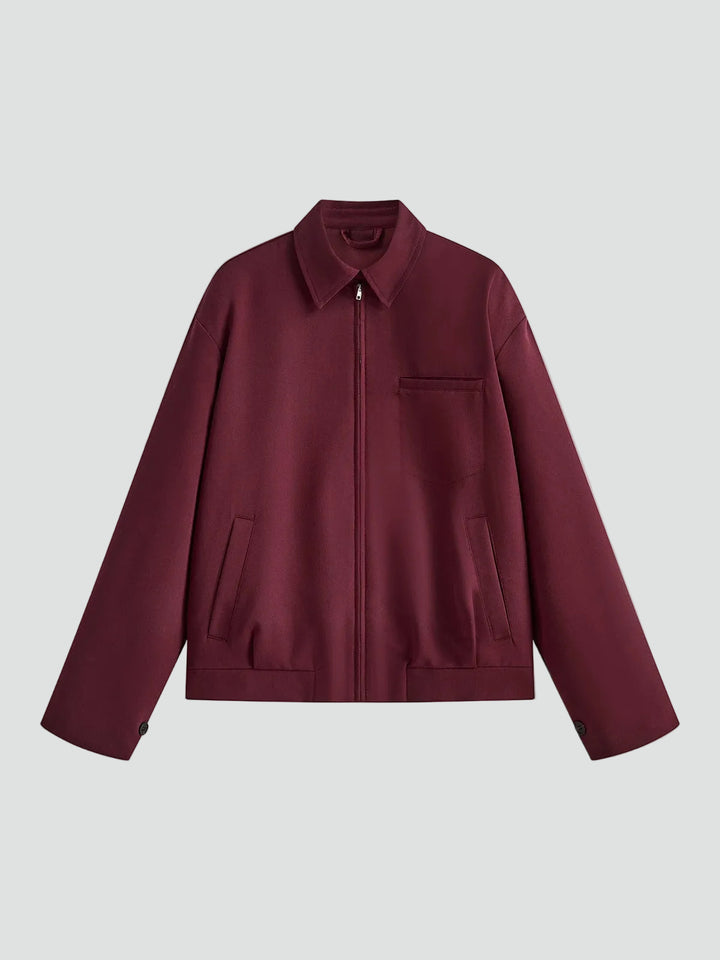 Women's bomber jacket with collar, zipper, and pockets