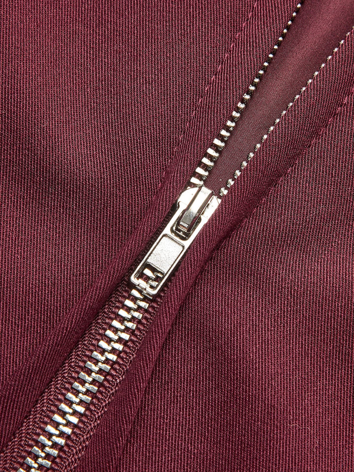 Women's bomber jacket with collar, zipper, and pockets
