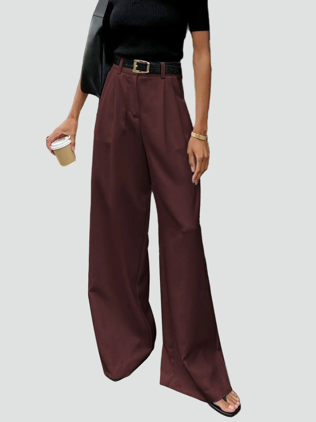 Eleganckie spodnie z szerokimi nogawkami damskie z wysokim stanem