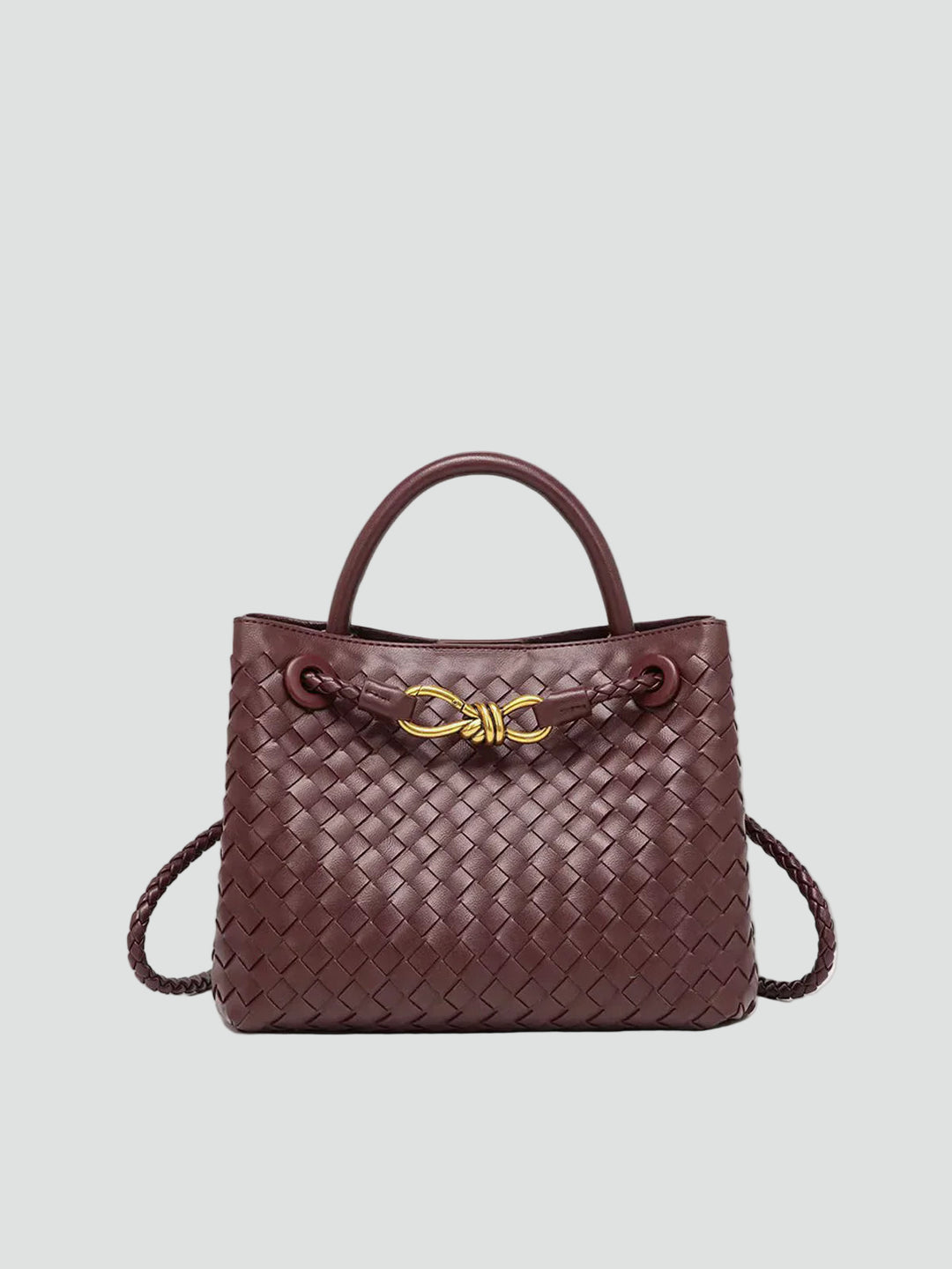 Pleciona damska torebka kuferek na ramię z paskiem