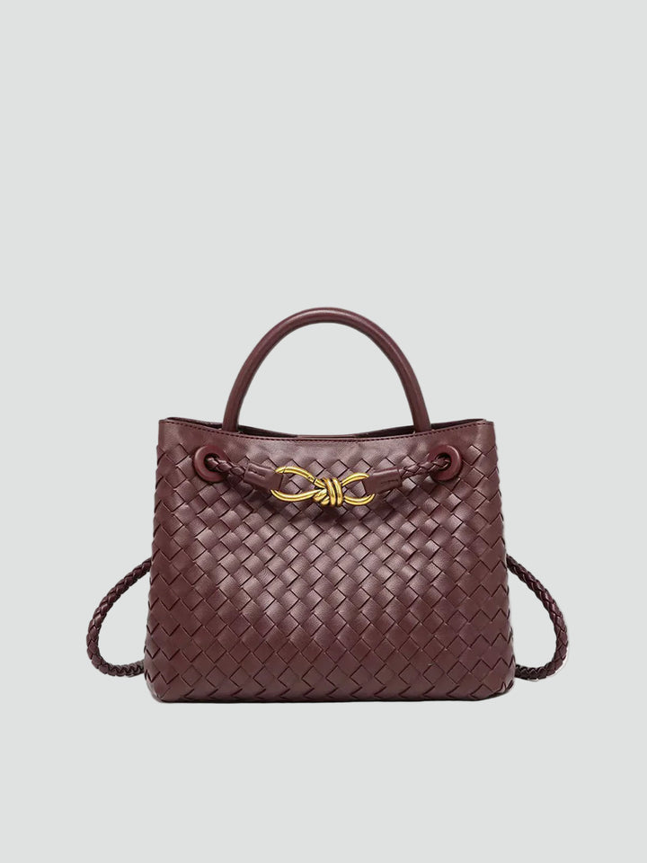 Pleciona damska torebka kuferek na ramię z paskiem