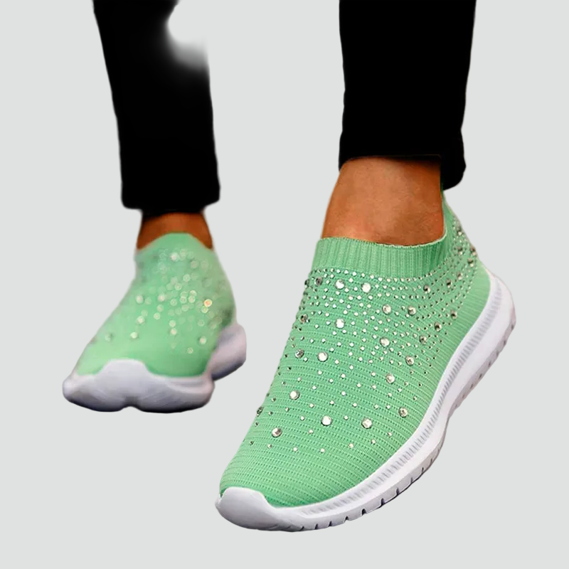 Damskie wsuwane sneakersy ortopedyczne z brokatem i amortyzacją