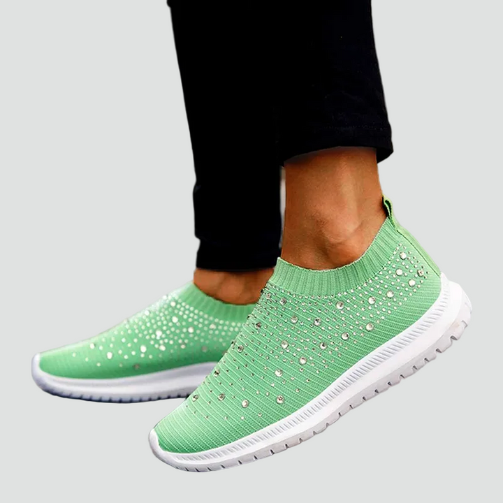 Damskie wsuwane sneakersy ortopedyczne z brokatem i amortyzacją