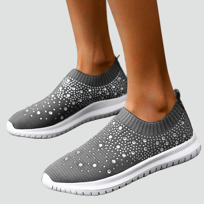 Damskie wsuwane sneakersy ortopedyczne z brokatem i amortyzacją