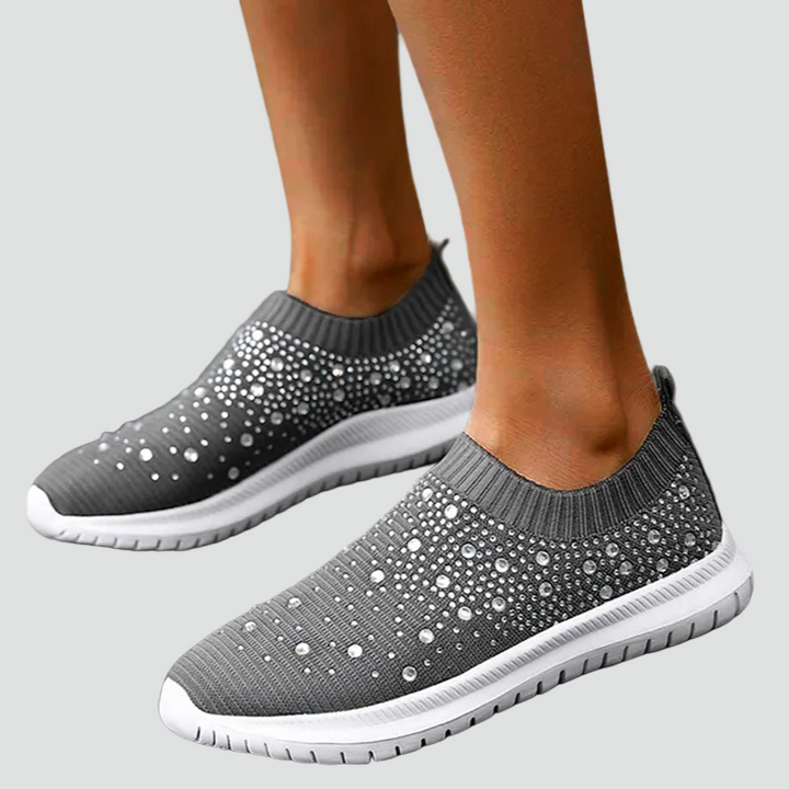 Damskie wsuwane sneakersy ortopedyczne z brokatem i amortyzacją