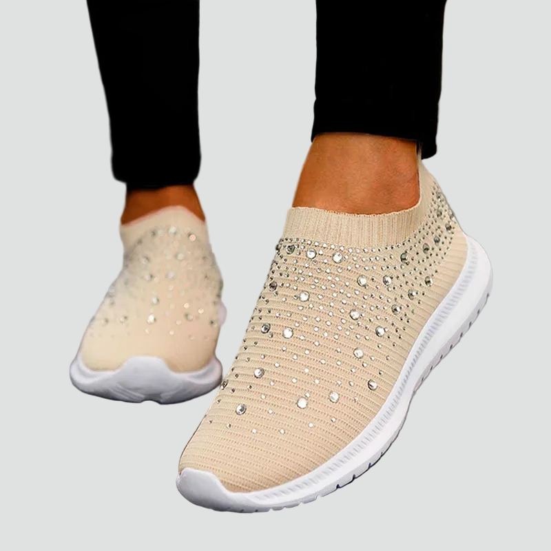 Damskie wsuwane sneakersy ortopedyczne z brokatem i amortyzacją