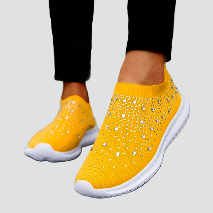 Damskie wsuwane sneakersy ortopedyczne z brokatem i amortyzacją