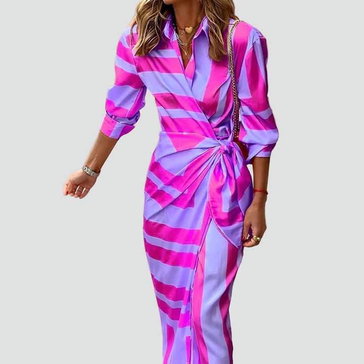 Maxi jurk van koperkleurige stof voor dames met strik, perfect voor de zomer