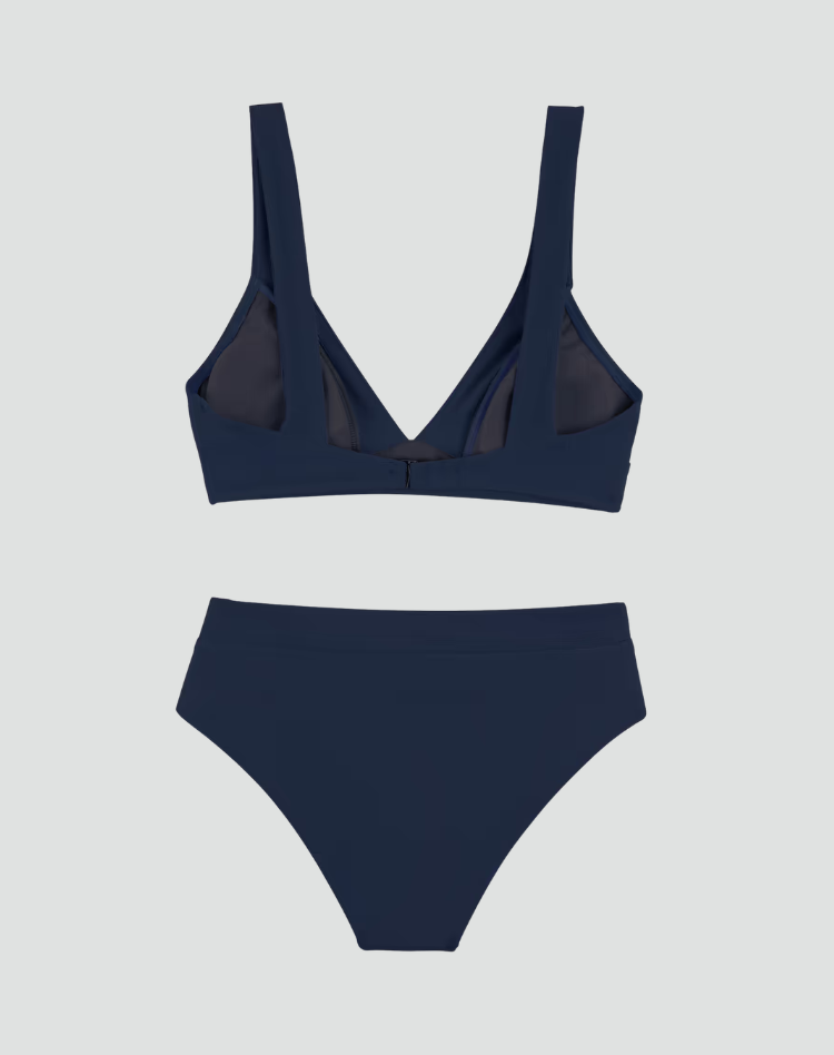 High-waisted bikini with deep neckline for women