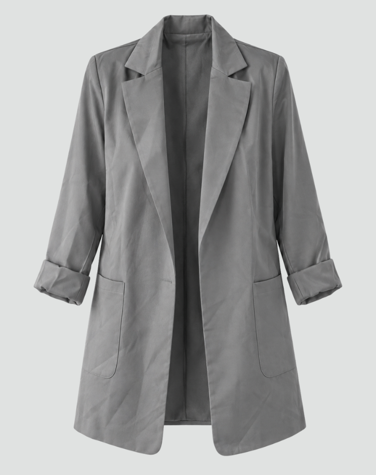 Elegante lange damesblazer met klassieke revers