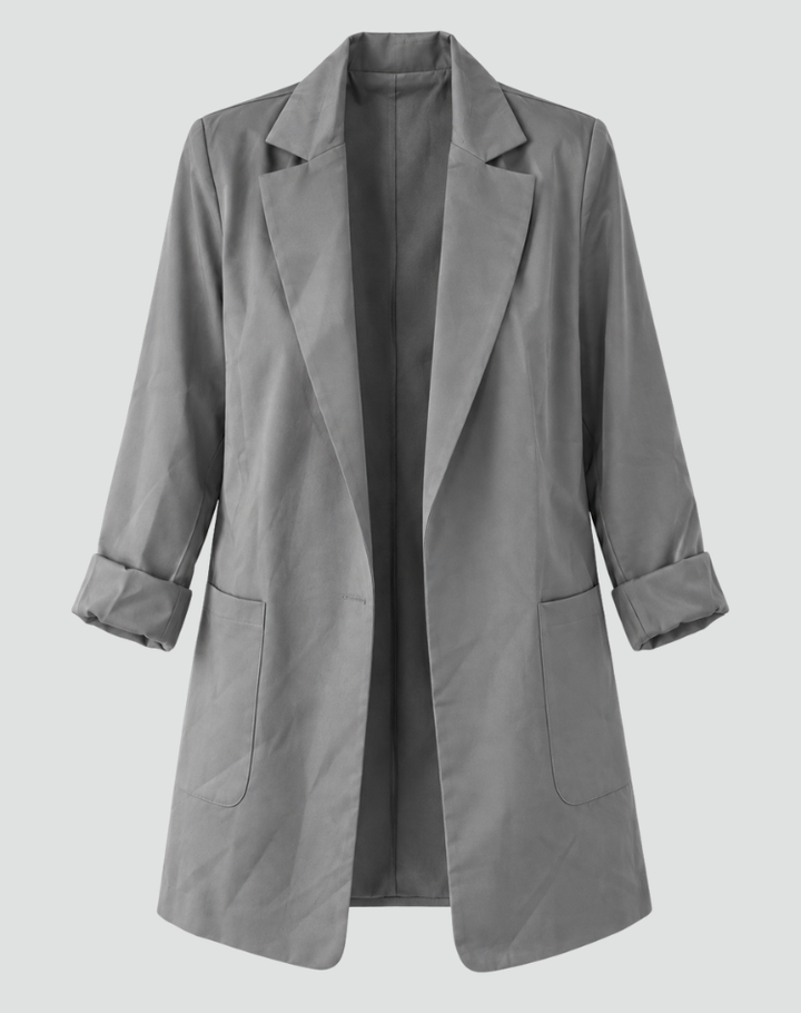 Elegante lange damesblazer met klassieke revers